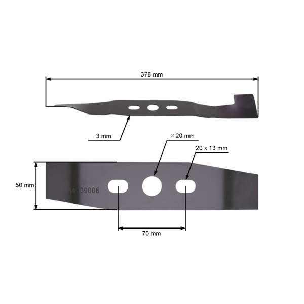 Mähmesser 37,8 cm (15") mit Aufnahme für Elektromäher AL-KO Alko Classic 38E Classic 3.8E BEM 1301 COMFORT 40E (OEM 105411SB 117721 343685 513631)