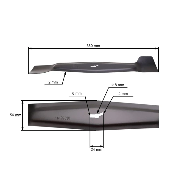 Mähmesser 38 cm (15") für Elektromäher Castorama Einhell Lux Obi (OEM 3405605 618817 2741775 GM01BX.A0.07)