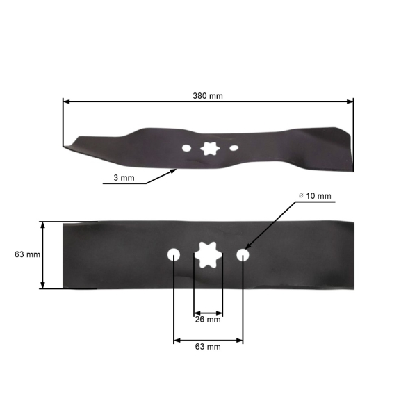 Mähmesser 38 cm (15") für Gartentraktoren MTD Yardman White Gutbrod Bolens (OEM 742-0612 742-0612A 753-0847 (SET) 942-0612)