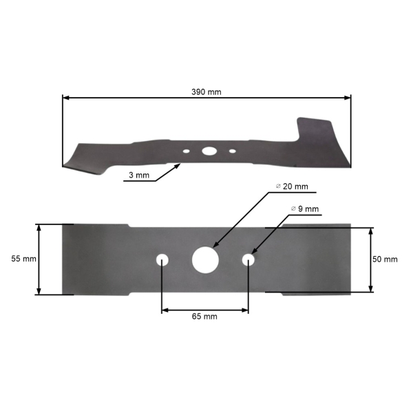 Mähmesser 39 cm (15") mit Aufsatz für Elektromäher AL-KO Alko 40 Confort (OEM 118039 513519 513623 531486)