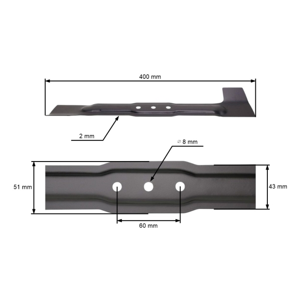 Mähmesser 40 cm (16") mit Auffang für Bosch Rotak Elektromäher (OEM F016800273)