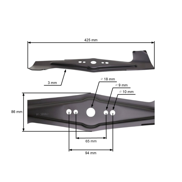 Mähmesser 42,5 cm (17") für Stihl Viking MB 450 MB 450 M MB 450 X MB 455 MB 455 M (OEM 6340 702 0100 61037020102)