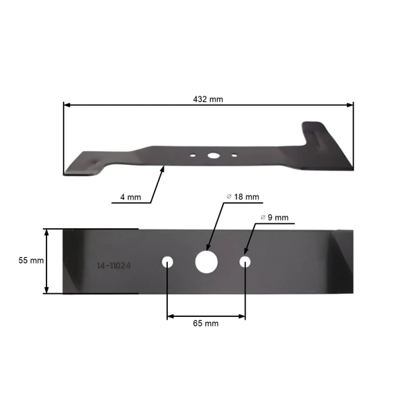 Mähmesser 43,2 cm (17") mit Aufsatz für Elektro- und Rasenmäher Stiga Alpina CMI Castel Garden Mountfield (OEM 81004232/0 81004232/1 81004232/2)