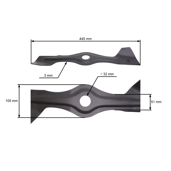 Mähmesser 44,5 cm (17") für Rasenmäher Weibang Gartenland (OEM 4510403010 4510403010A)