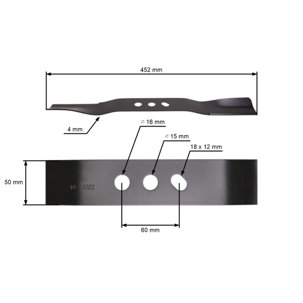 Mähmesser 45,2 cm (18") für Rasenmäher NAC C460V S460 S460V S460VY S460-053