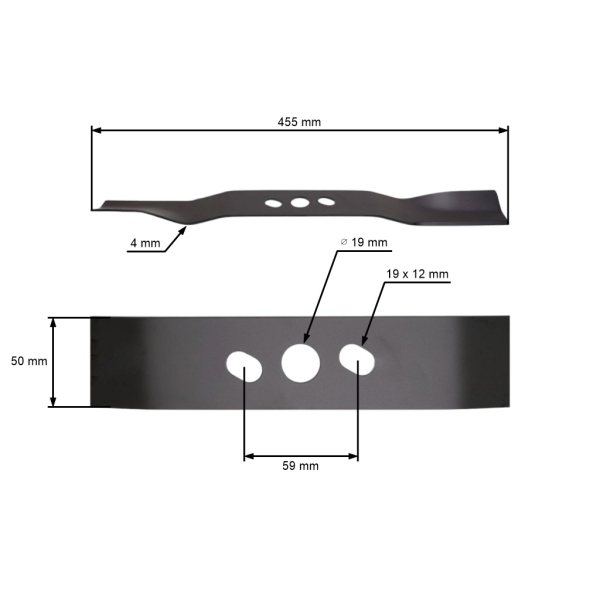 Mähmesser 45,5 cm (18") für NAC Castorama Rasenmäher (OEM WR65170 WR480 WR-098N 65170AB-000041A)