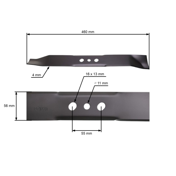 Mähmesser 46 cm (18") für NAC LS46-450E-HSDS-JR LS1515-JR (OEM LS46-450E-HSDS-JR JY131003)