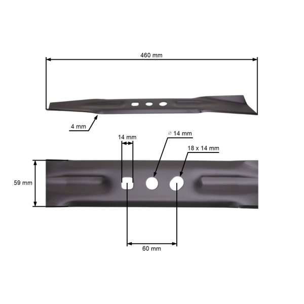 Mähmesser 46 cm (18") für Rasenmäher NAC Krysiak Vega Ursus Hyundai