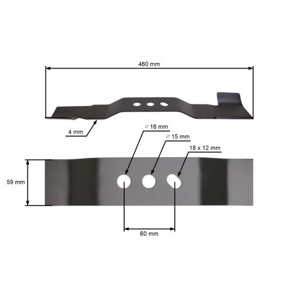 Mähmesser 46 cm (18") mit Auffang für Rasenmäher NAC (OEM C460V S460 S460V S460VY)