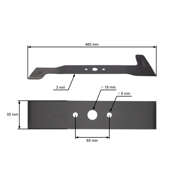 Mähmesser 46 cm (18") mit Aufnahme für Brill Castel Garden Gardena Honda Iseki Dolmar Rasenmäher (OEM 30067-VF4-003 1111-9193-01 181004397/0 664531048)