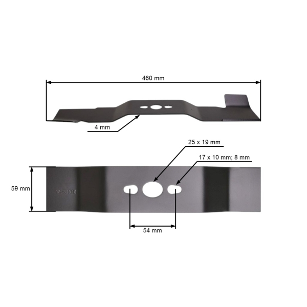 Mähmesser 46 cm (18") mit Aufnahme für NAC Ryobi Rasenmäher (OEM 2014/70130350 5131027797 S461VH-6-02 5131033997)