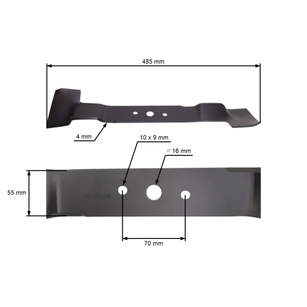 Mähmesser 48,5 cm (19") Rechts für Stihl Viking MT 5097.0 Gartentraktoren (OEM 61607020105)