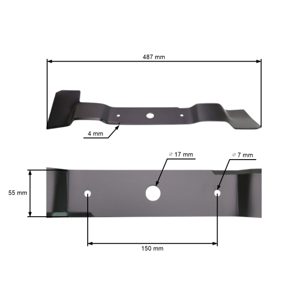 Mähmesser 48,7 cm (19") Rechts für AL-KO Alko Gartentraktoren (OEM 461743)