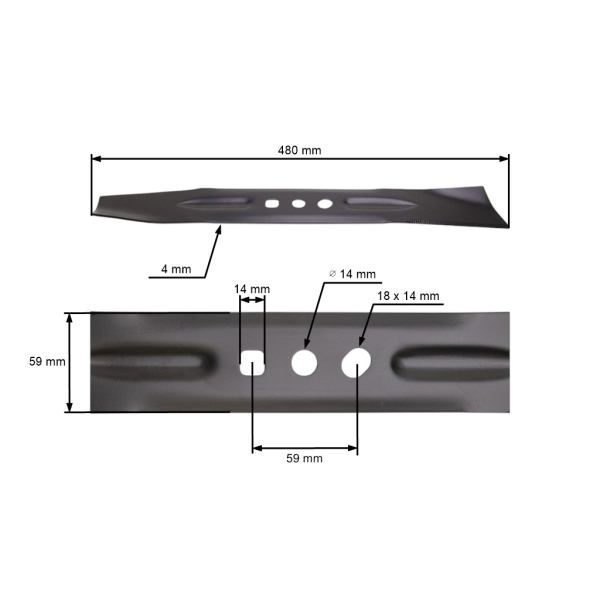 Mähmesser 48 cm (19") für Rasenmäher NAC Krysiak Vega Ursus Hyundai