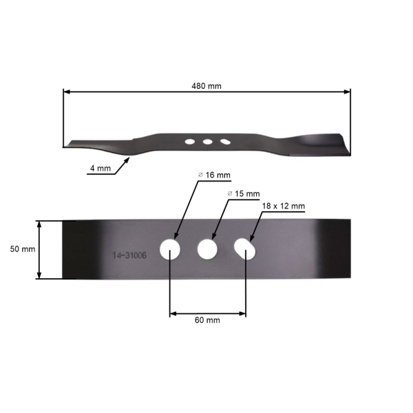 Mähmesser 48 cm (19") für Rasenmäher NAC S480-055