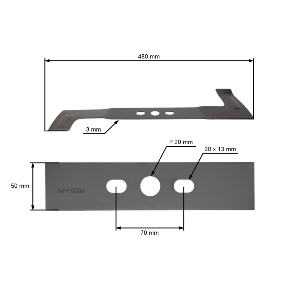 Mähmesser 48 cm (19") mit Auffang für AL-KO Alko 480 (OEM 328531)