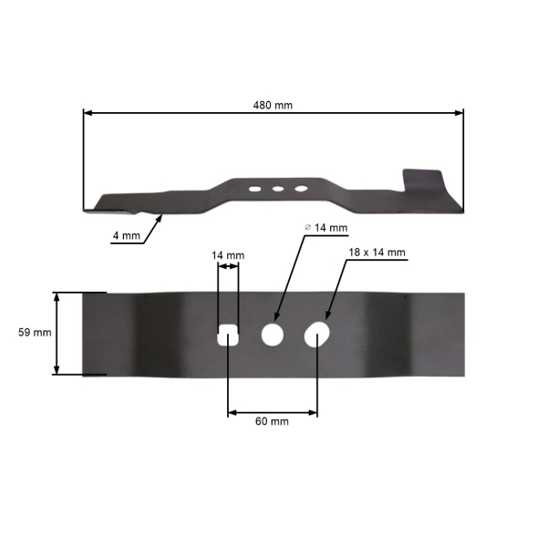 Mähmesser 48 cm (19") mit Sammlung für Rasenmäher NAC Krysiak Vega Ursus Hyundai