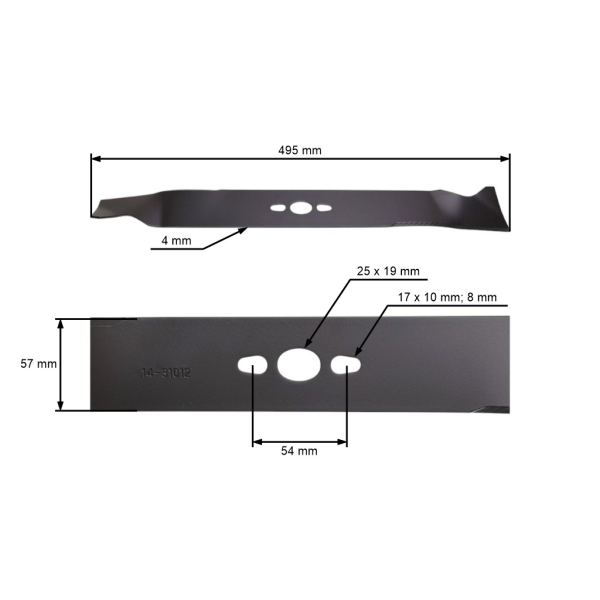 Mähmesser 49,5 cm (18") für NAC Ryobi Rasenmäher (OEM S551H-6-02 70130360S S511H-6-02-CZ)