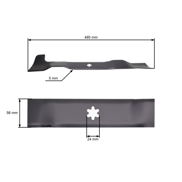 Mähmesser 49 cm (19") Recht mit der Sammlung für Gartentraktoren Husqvarna Jonsered Partner McCulloch Poulan Jonsered Craftsman AYP (OEM 532427985)