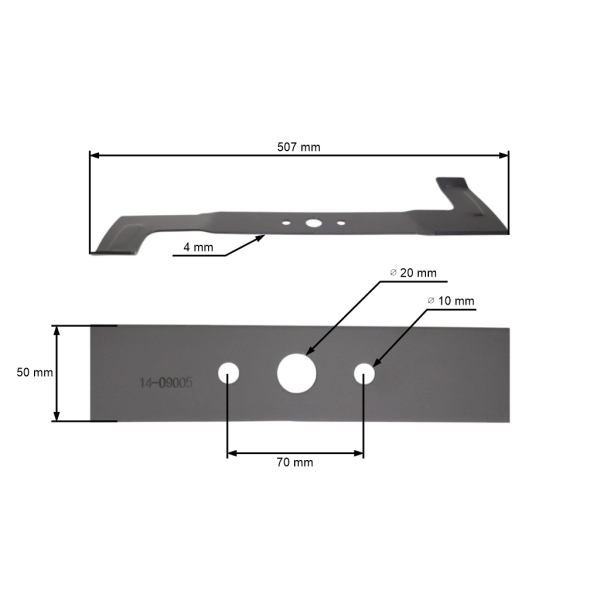 Mähmesser 50,7 cm (20") mit Auffang für AL-KO Alko 510 Rasenmäher (OEM 548415)