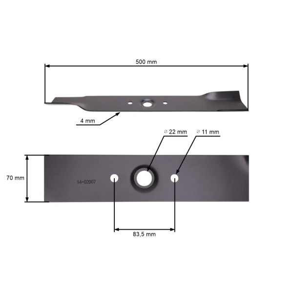 Mähmesser 50 cm (20") für Honda HT3810 K1 HT3813 SA Gartentraktoren (OEM 72512750305 72512-750-305)