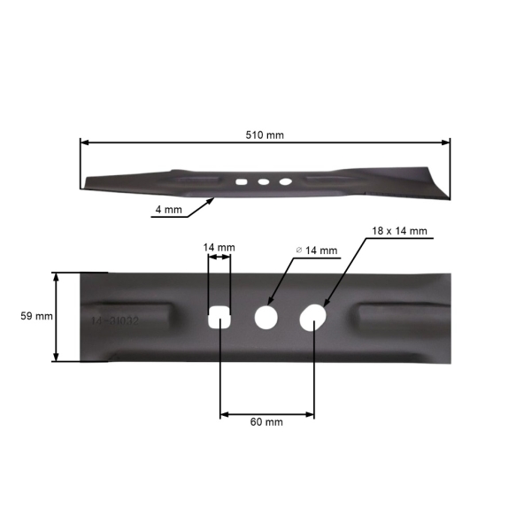 Mähmesser 51 cm (20") für Rasenmäher NAC Krysiak Vega Ursus Hyundai