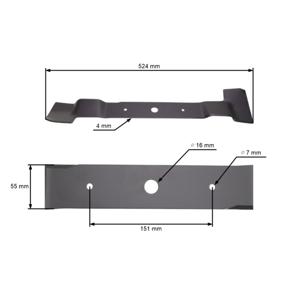 Mähmesser 52,4 cm (21") links für AL-KO Alko Dolmar Gartentraktoren (OEM 514841 521208 663.521.207)