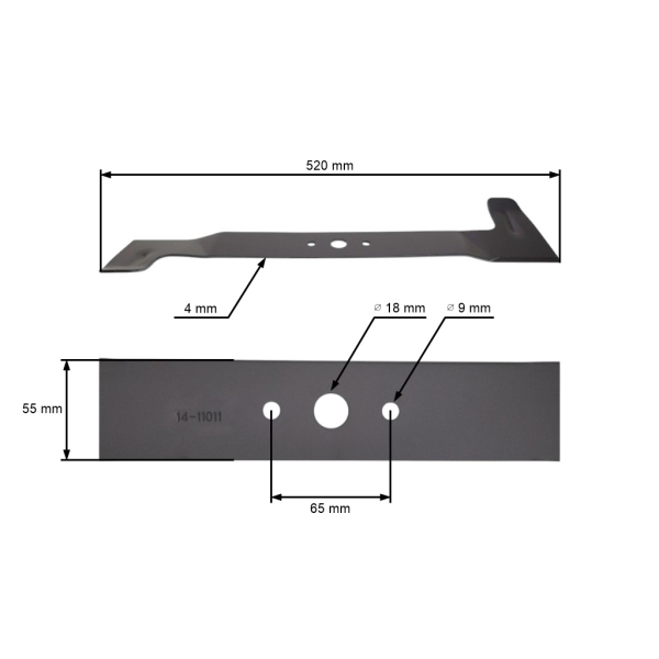 Mähmesser 52 cm (20") links für Gartentraktoren Brill Castel Garden Gardea Honda Iseki Sabo John Deere Solo Stiga Viking (OEM 82004340/1 SB82004340 / 1 6151 702 0100)