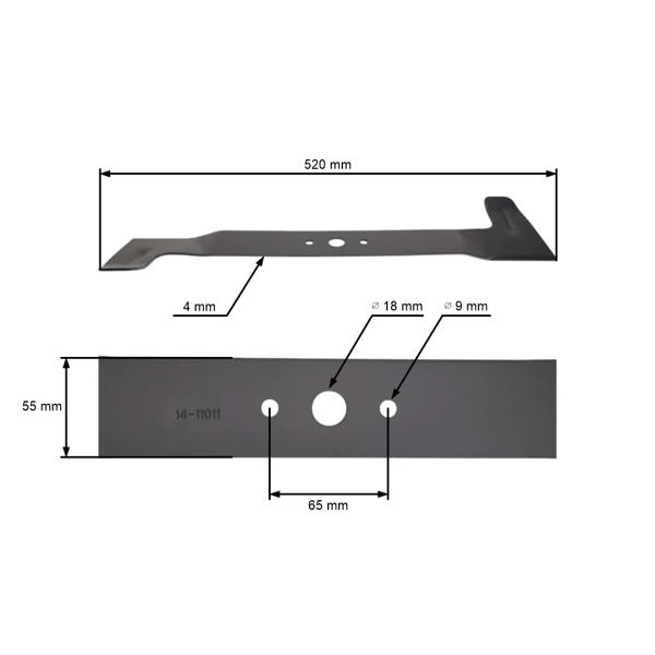 Mähmesser 52 cm (20") links für Gartentraktoren Brill Castel Garden Gardea Honda Iseki Sabo John Deere Solo Stiga Viking (OEM 82004340/1 SB82004340 / 1 6151 702 0100)