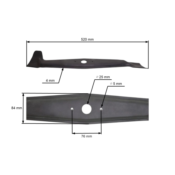 Mähmesser 52 cm (20") links für Gartentraktoren Etesia MVE HH100 (OEM A24935A)