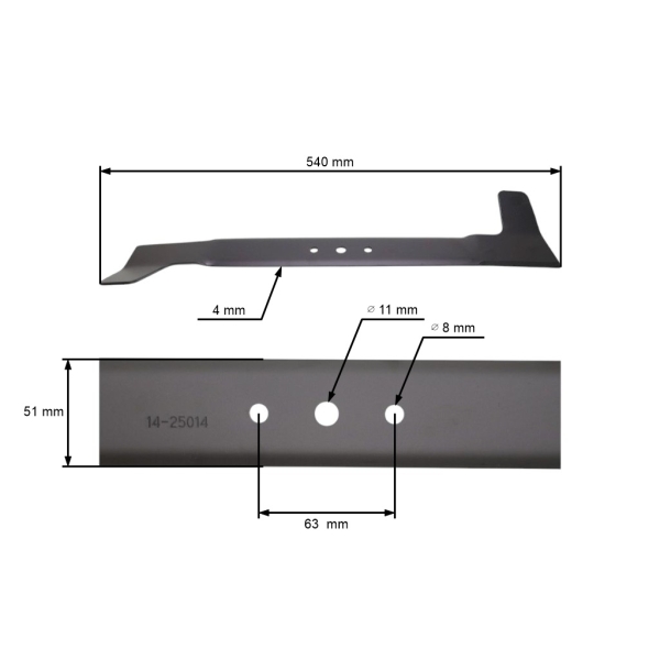 Mähmesser 52 cm (20") links für Gartentraktoren MTD Cub Cadet Brill Columbia EDT Fleurelle Golf Gutbrod Mastercut Yardman (OEM 742-0607 742-0607C 742-0607B 942-0607B)