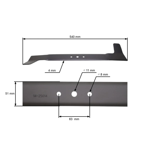 Mähmesser 52 cm (20") links für Gartentraktoren MTD Cub Cadet Brill Columbia EDT Fleurelle Golf Gutbrod Mastercut Yardman (OEM 742-0607 742-0607C 742-0607B 942-0607B)
