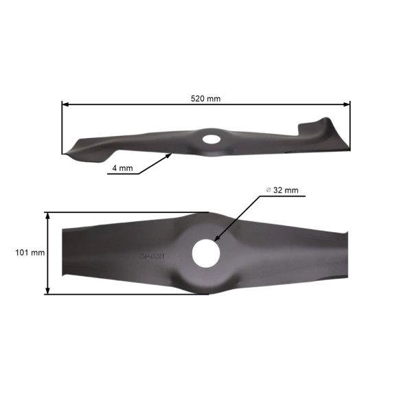 Mähmesser 52 cm (20 ") mit Aufnahme für Rasenmäher John Deere Sabo (OEM SA17208 29770 SA29770 450-203-000)