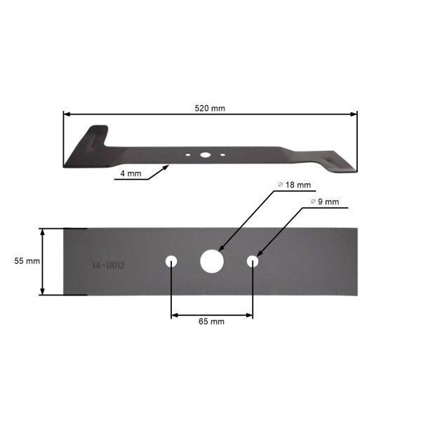 Mähmesser 52 cm (20") Rechts für Gartentraktoren Brill Castel Garden Gardea Honda Iseki Sabo John Deere Solo Stiga Viking (OEM CG82004341H1 82004341/1 6151 702 0105)