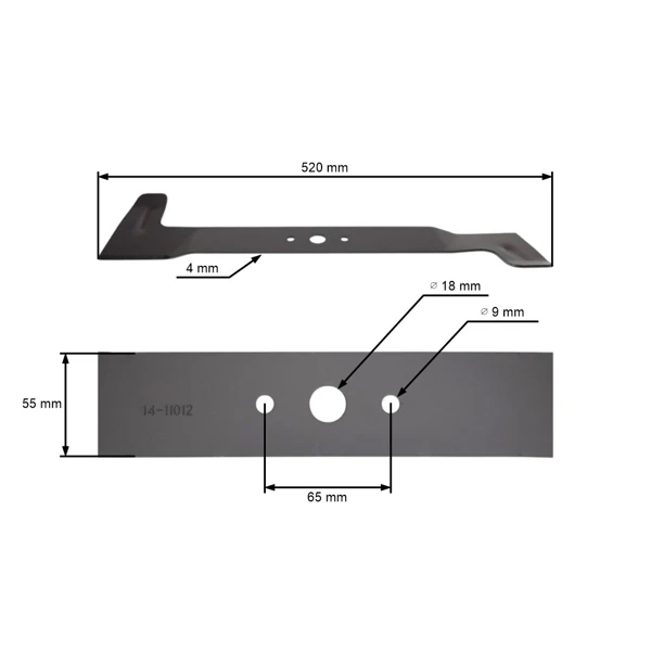 Mähmesser 52 cm (20") Rechts für Gartentraktoren Brill Castel Garden Gardea Honda Iseki Sabo John Deere Solo Stiga Viking (OEM CG82004341H1 82004341/1 6151 702 0105)