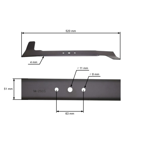 Mähmesser 52 cm (20") Rechts für Gartentraktoren MTD Cub Cadet Brill EDT Fleurelle Golf Gutbrod Lawnflite Mastercut Yardman (OEM 742-0608 742-0608C 742-0608B 942-0608)