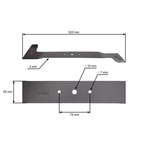 Mähmesser 52 cm (20") Rechts für Gartentraktoren Oleo-Mac Viking Karsit Starjet Agrojet (OEM 532-050-422-543 532-0-5042-254-3 SG532050422543 61247020106 050590031)