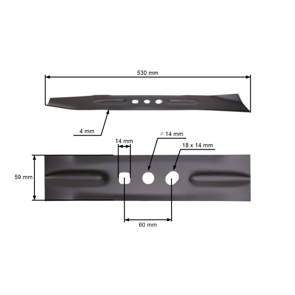Mähmesser 53 cm (21") für Rasenmäher NAC Krysiak Vega Ursus Hyundai