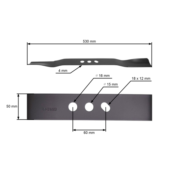 Mähmesser 53 cm (21") für Rasenmäher NAC S530-057