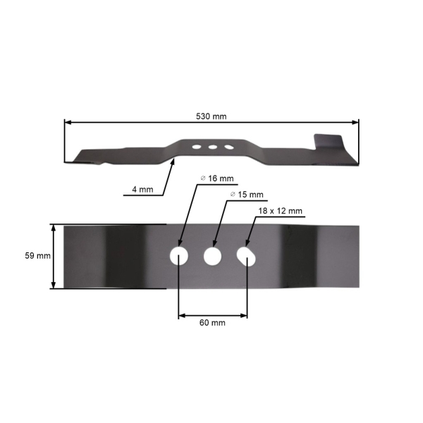 Mähmesser 53 cm (21") mit Aufnahme für Rasenmäher NAC (OEM S530-057)