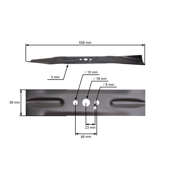 Mähmesser 55,8 cm (22 ") für Rasenmäher World Green Technology Green World Grass Hortmasz