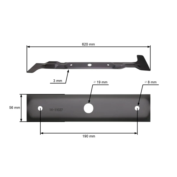 Mähmesser 62 cm (24") für Gartentraktoren Castel Garden Stiga Brill Iseki Varilux Hond Dolmar Viking (OEM 184109501/0 84109501/0 1136-1068-01 1136106801)