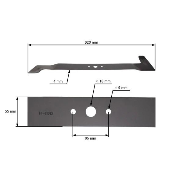 Mähmesser 62 cm (24") links für Gartentraktoren Brill Castel Garden Gardea Honda John Deere Solo Stiga Viking (OEM 1136-1033-01 6151 702 0110 CG82004342H0)