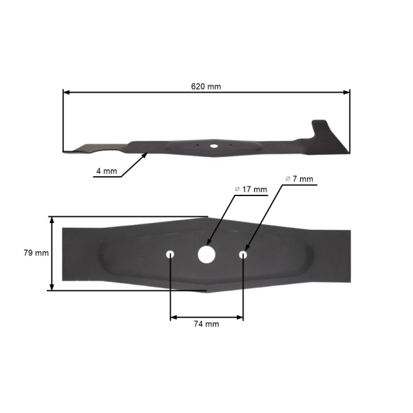 Mähmesser 62 cm (24") links für Gartentraktoren Oleomac OM124 Efco EF124 AGS Herkules Axxom Karsit Agrojet (OEM 532050422603 532-050-422-603)