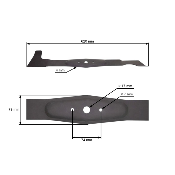 Mähmesser 62 cm (24") Rechts für Efco EF124 Oleomac OM124 AGS Herkules Axxom Karsit Agrojet Gartentraktoren (OEM 532050422593 532-050-422-593 532.050.422.593A)