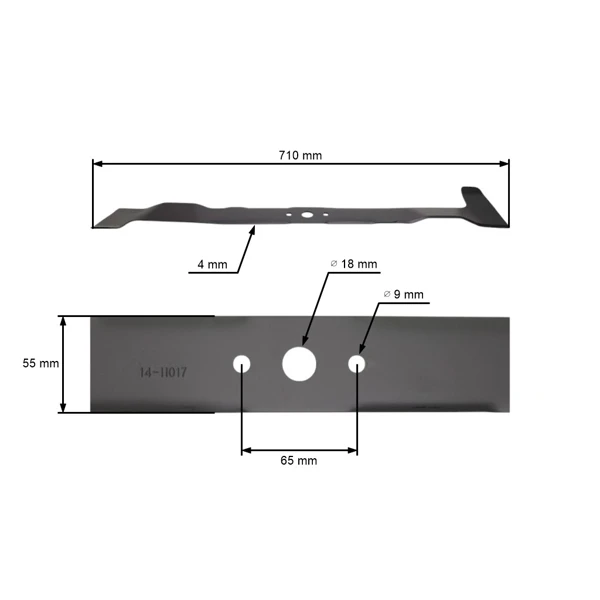 Mähmesser 71 cm (28") für Gartentraktoren Dolmar Alpina Castel Garden Stiga Honda John Deere Sabo Viking Solo Sabre (OEM 664.109.502 CG841-095-00H0 1136057001)