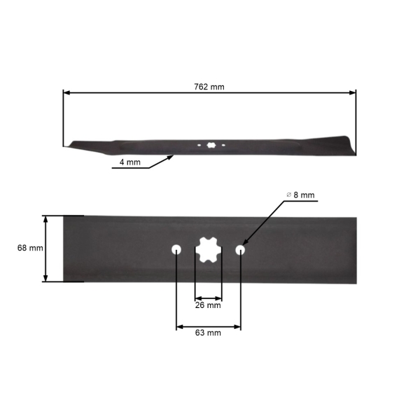 Mähmesser 76,2 cm (30") für Gartentraktoren MTD Brill Cub Cadet Efco Oleo-Mac Fleurelle Golf Gutbrod Wolf Yardman (OEM 742-04058 942-0609 942-0609C 942-04058)