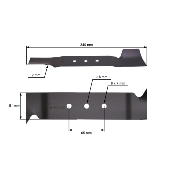 Mähmesser für Faworyt KC1400B Wolf A340E Elektromäher 34 cm (742-05123, 092.61.429, KCX KC3407-64)