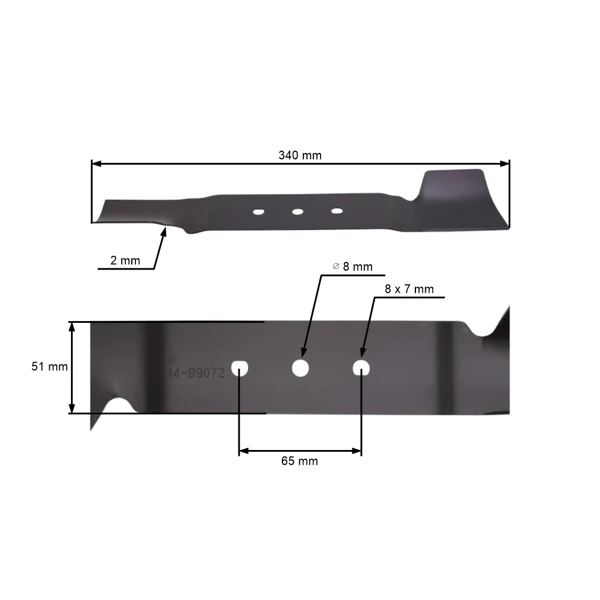 Mähmesser für Faworyt KC1400B Wolf A340E Elektromäher 34 cm (742-05123, 092.61.429, KCX KC3407-64)