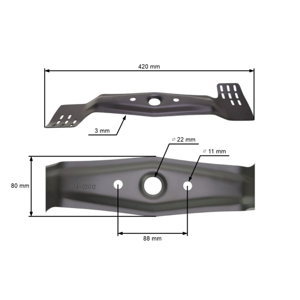 Mähmesser für Honda HRB 425 SX HRE 42B 42 cm Motormäher (72511-VG8-A50)